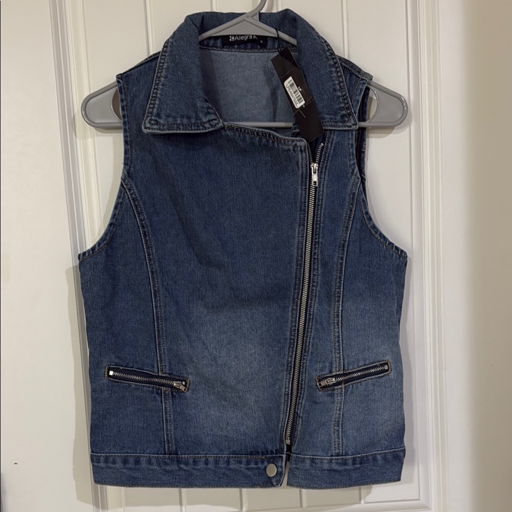Denim Sleeveless Vest with Zipper